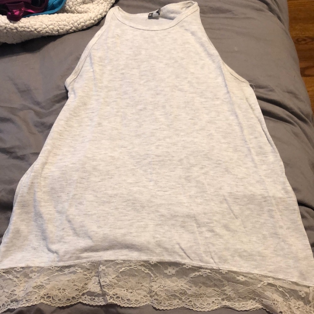 Light Grey Top with Lace Detailing